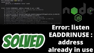 Error listen EADDRINUSE address already in use 3000  8080  5000 node js solved [upl. by Romito486]