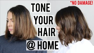 HOW TO TONE YOUR HAIR AT HOME WITHOUT DAMAGE  REMOVE BRASSY TONES amp REFRESH YOUR COLOR [upl. by Ovatsug832]