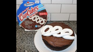 Making a GIANT Hostess Chocolate Cupcake from the Party Size Baking Kit [upl. by Ecraep]