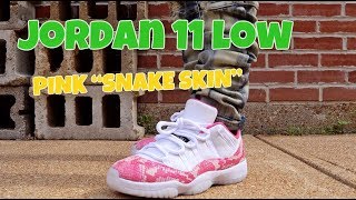 UNRELEASED JORDAN 11 LOW quotPINK SNAKESKINquot FIRST LOOK  ON FEET  LuhChuckTV [upl. by Ynatsyd862]