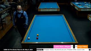 Hugo Patino vs Carlos Mario Villegas USBA 3Cushion Pro Event Carom Cafe [upl. by Jea]