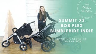 Jogging Stroller Comparison Baby Jogger Summit X3 BOB Revolution Flex Bumbleride Indie [upl. by Eiramannod]