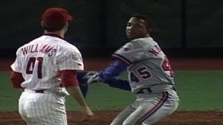 Pedro Martinez gets plunked and charges the mound [upl. by Sparks498]