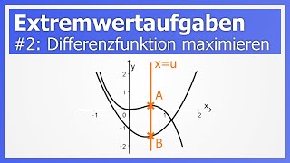 Extremwertaufgaben 2 Beispiel für yAbstand maximieren feat Differenzfunktion  How to Mathe [upl. by Pattin]