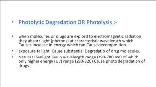 PHOTOLYTIC DEGREDATION AND ITS PRVENTION  PP II  SHIVAJIRAO S JONDHALE COLLAGE OF PHARMACY [upl. by Aviva]