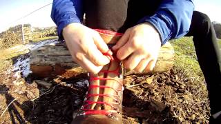 Boot Lacing With Double Overhand Knots  Pfanner Tirol Juchten [upl. by Joleen]