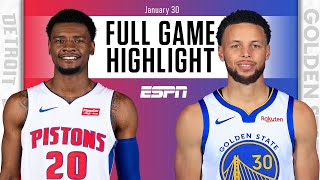 Detroit Pistons vs Golden State Warriors FULL GAME HIGHLIGHTS  NBA on ESPN [upl. by Eirak]