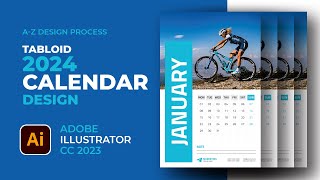 2024 Tabloid Wall Calendar design in Adobe illustrator CC 2023 [upl. by Emalee]