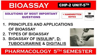 Solution  Bioassay  Insulin dtubocurarine Digitalis  Types  Unit 5  Pharmacology 5 sem [upl. by Birkner37]