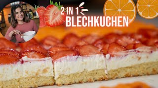 2 in 1 Rezept Leckerster Blechkuchen 😍 Erdbeer und Mandarinen Schnitten [upl. by Pooi]