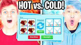 Can We Beat The HOT VS COLD TRADING CHALLENGE In Roblox ADOPT ME [upl. by Kcyrred]