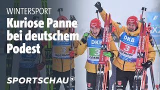 Biathlon Deutsche Staffel nur von Norwegen geschlagen  Sportschau [upl. by Sinegold825]