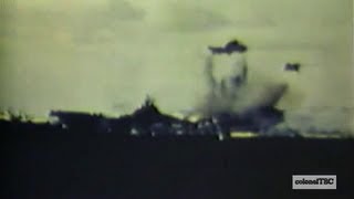 Suicide plane attacks USS Intrepid CV11  25 November 1944 [upl. by Ecurb]