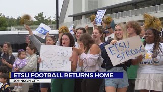 ETSU Football welcomed home following tumultuous road trip [upl. by Cochard909]