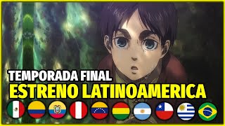 Shingeki no Kyojin Temporada 4 Parte 3 FECHA y HORA DE ESTRENO en LATINOAMERICA y ESPAÑA [upl. by Heyra680]