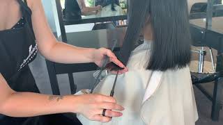 TEXTURED BOB HAIRCUT IN 3 SECTIONS  ALEXA CHUNG LAUREN CONRAD INSPIRED [upl. by Frankie]