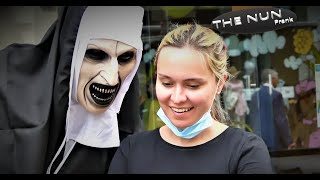 she had no idea what was behind The craziest reactions ever The Nun Prank in Russia [upl. by Ynnavoig]