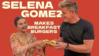 Selena Gomez Makes A Breakfast Burger with Gordon Ramsay [upl. by Ennalorac487]