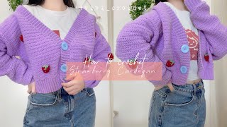 🍓Strawberry Crochet Cardigan  Pinterest Strawberry Cardigan Inspired 🍓 [upl. by Timofei]