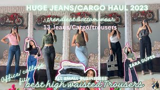 HUGE BOTTOM WEAR HAUL  Cargos Jeans  wide leg trousers  high waisted  ZARA and HampM Dupe [upl. by Gauntlett408]