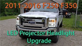 20112016 Ford F250 F350 LED  HID Projector Headlights Upgrade w Morimoto 2 stroke 20 [upl. by Agon]