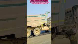 construction site workroad construction workbitumen roadRigid road laying of DBM [upl. by Amehsat]