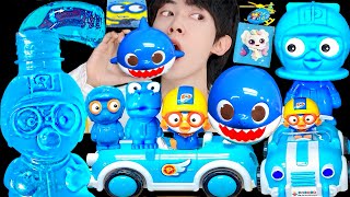 ASMR ICE CREAM BLUE PORORO JELLY RECIPE PARTY 직접 만든 블루 뽀로로 꿀젤리 먹방 DESSERTS MUKBANG EATING SOUNDS [upl. by Khai]