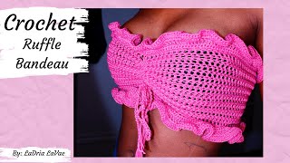 Crochet Ruffle Bandeau Tutorial  Written Pattern [upl. by Lav]