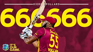 Kieron Pollard HITS Six Sixes in an Over  West Indies vs Sri Lanka  1st CG Insurance T20I [upl. by Rennane]