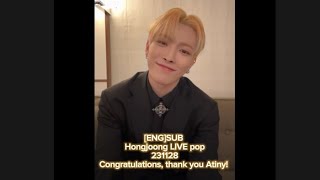 ENGSUB Hongjoong LIVE pop 231128 quotCongratulations Thank you Atinyquot [upl. by Lanae]