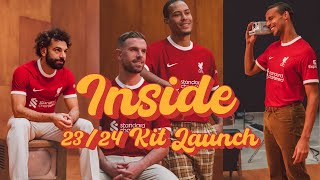 Inside Kit Launch Konate Salah amp Robbo show us around the newlook 2324 Liverpool FC home kit [upl. by Breeze20]