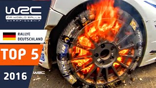 WRC Rallye Deutschland 2016  Top 5 Highlights with CRASHES BIG DRIFT and FIRE [upl. by Fulvia953]