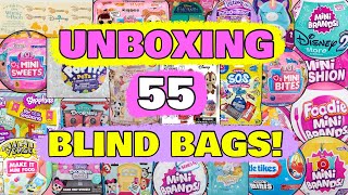 UNBOXING 55 BLIND BAGS SQUISHMALLOWS MINI BRANDS DOORABLES REAL LITTLES LOL SURPRISE [upl. by Nahtnhoj]