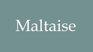 How to Pronounce Maltaise Maltese Correctly in French [upl. by Eselrahc]