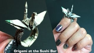 Origami Crane Ring Instructions Dollar Origami Moneygami money origami [upl. by Akemahc]