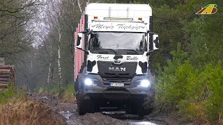 Großaktion Hackschnitzel Produktion Teil 1 Holzverladung im Wald  Holztransport mit Spezialfahrzeug [upl. by Eimas]