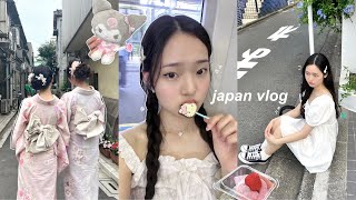 JAPAN VLOG🍥 exploring tokyo kimonos teamLab shibuya sanrio amp anime what i eat amp akihabara [upl. by Ennairek]