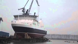 Damen Ship Yards Romania Lansare Nava La Apa  1 [upl. by Drexler477]