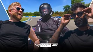 Damon Hill takes on Rob and Romesh in HILARIOUS GoKart race 😂  Rob amp Romesh vs F1 [upl. by Apfelstadt]