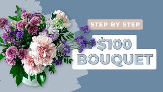 How to Design a 100 Flower Bouquet 💖 Includes the Recipe  Math [upl. by Devlen]