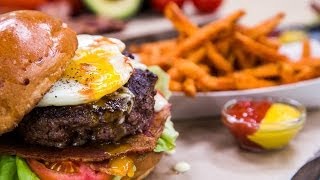 Home amp Family  How to make Eggs Benedict Burger [upl. by Notneb]