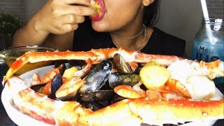 ASMR SEAFOOD BOIL┃SAVAGE EATING SOUNDS┃킹크랩 [upl. by Nomelc154]