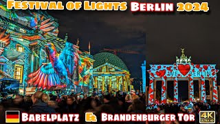 Festival of Lights Berlin 2024  Brandenburger Tor amp Bebelplatz  Lichterfest Berlin 🇩🇪 [upl. by Onihc]