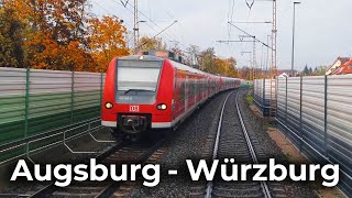 4K Führerstandsmitfahrt Augsburg  Donauwörth  Würzburg  InterCity 2082 amp BR 101  DB Fernverkehr [upl. by Haronid666]