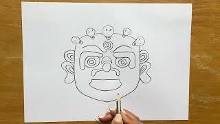 How to draw Sikkim Dance maskSikkim mask [upl. by Dan987]