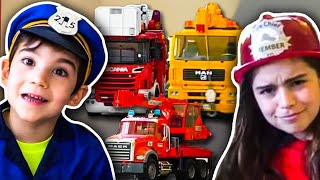 Costume Pretend Play as Firefighters Cops and Robbers Fishers for Kids  JackJackPlays [upl. by Robaina]