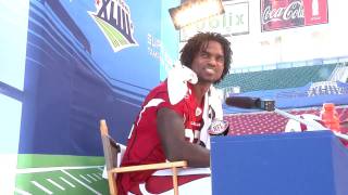 Edgerrin James talks about Immokalee his new ride at Super Bowl Media Day [upl. by Akimet712]