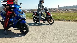 Aprilia SR 50 Ditech vs Peugeot Speedfight 2 [upl. by Romulus]