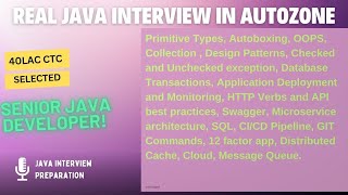 Java real live interview for senior developer position I Autozone  Interview Questions Asked [upl. by Cissiee807]