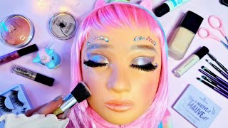 ASMR Pink Unicorn Glam Makeup on Mannequin Whispered [upl. by Mena]